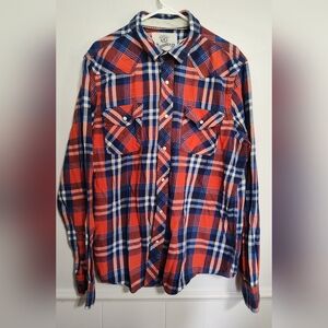 Roebuck & Co Pearl Snap Button Down‎ Flannel Men's Shirt Size XL Outdoor Guide